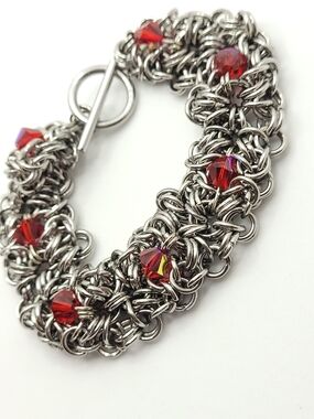 Anastasia Chainmaaille Bracelet In Stainless Steel W/ Embedded Preciosa Crystals